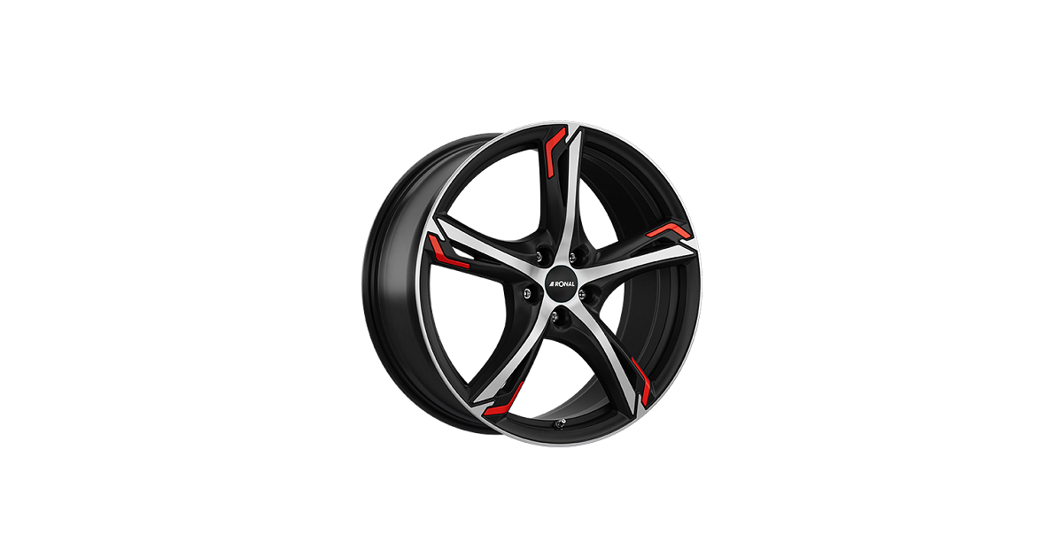Jante ALU, Ronal R62RED/JBMFK/45 JETBLACK-MATT-FRONTKOPIERT, 7.50X18 5/114.30 ET45, Alésage 82