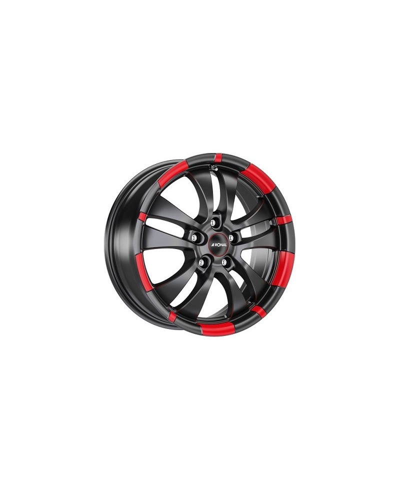 Jante ALU, Ronal R59/JBMRR/ET38 JETBLACK MATT-RED RIM, 7X16 4/100 ET38, Alésage 68