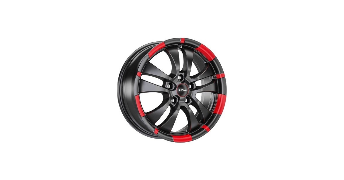 Jante ALU, Ronal R59/JBMRR/ET38 JETBLACK MATT-RED RIM, 7X16 4/100 ET38, Alésage 68