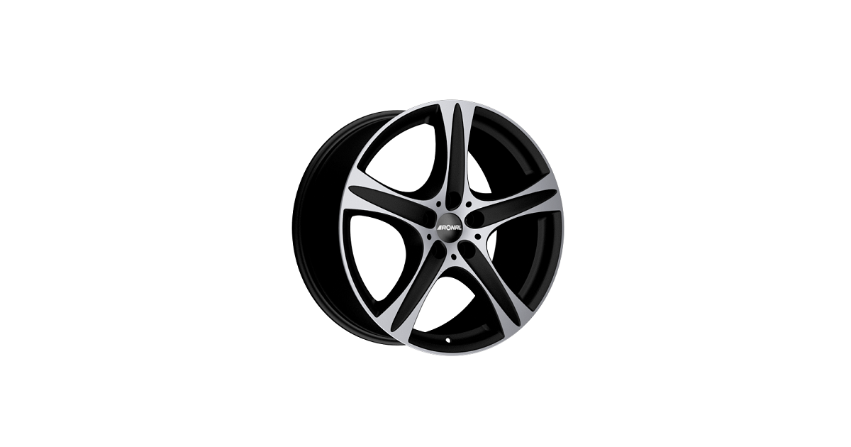 Jante ALU, Ronal R55/MB-FC/ET45 mattschwarz-frontkopiert, 8.50X18 5/112 ET45, Alésage 76