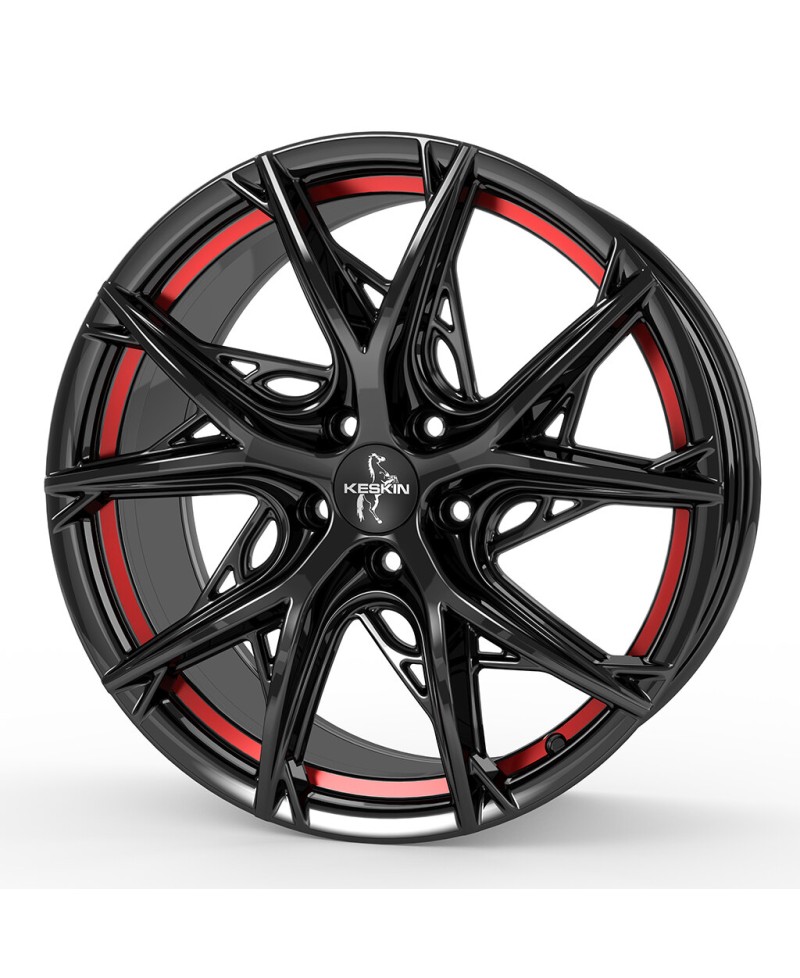 Jante ALU, Keskin Tuning KT24 BLACK PAINTED RED INSIDE 8.5x19 5/ 112 ET45, Alésage 66.6
