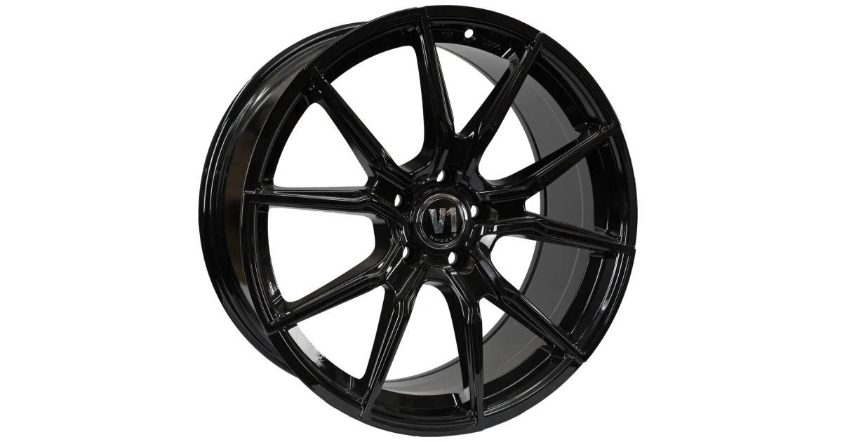 Jante ALU, V1 Wheels V1 Noir brillant laqué 8.5X19 5/ 112 ET35 , Alésage 66.6
