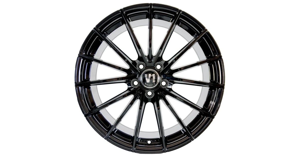 Jante ALU, V1 Wheels V2 Noir brillant laqué 8.5X19 5/ 112 ET35 , Alésage 66.6