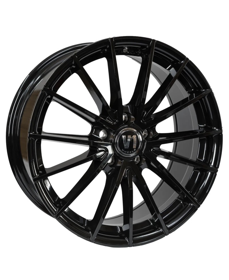Jante ALU, V1 Wheels V2 Noir brillant laqué 8.5X19 5/ 112 ET45 , Alésage 66.6