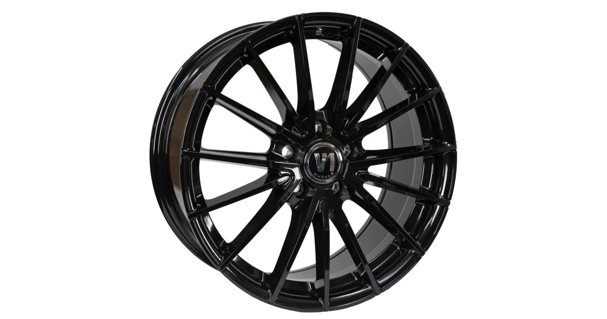 Jante ALU, V1 Wheels V2 Noir brillant laqué 8.5X19 5/ 120 ET35 , Alésage 72.6