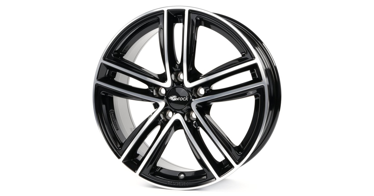 Jante Alu RC Design RC27  Noir brillant , Face polie 6,5x17 5x114.3 ET32 , Alésage 66.1