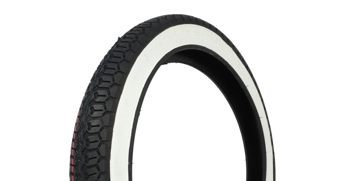 Pneu mobylette,  Mitas B8 white wall front/ rear 2.25-16 38J