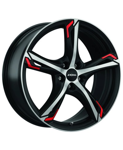 Jante ALU, Ronal R62 RED JETBLACK-MATT , FACE POLIE 8X19 5/ 112 ET50, Alésage 76