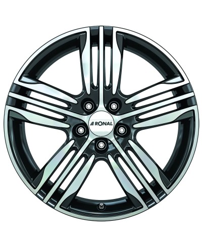 Jante ALU, Ronal R57 Noir , Face polie 7.5X17 5/ 114.3 ET40, Alésage 82