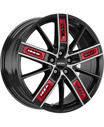 Jante ALU, Ronal R67  Red Left Jetblack , Front Polish 8X18 5/ 112 ET40, Alésage 76