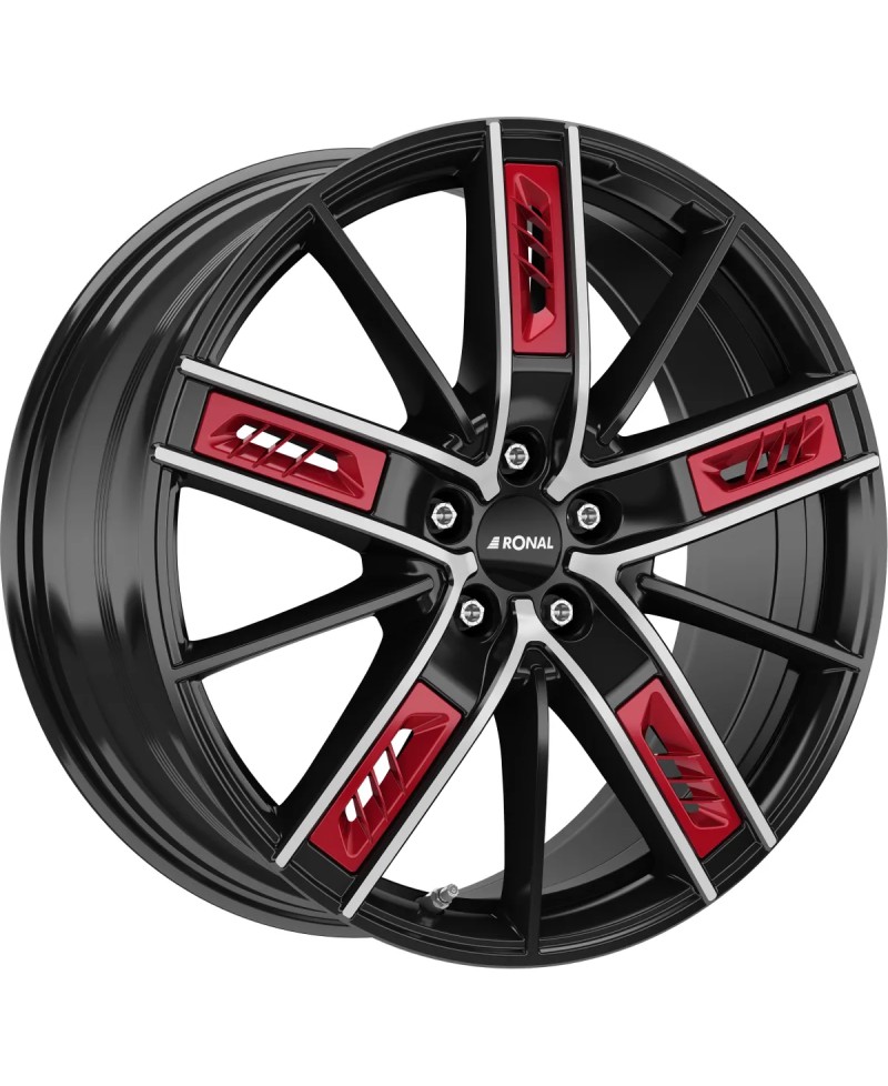 Jante ALU, Ronal R67  Red Left Jetblack , Front Polish 8X18 5/ 112 ET40, Alésage 76