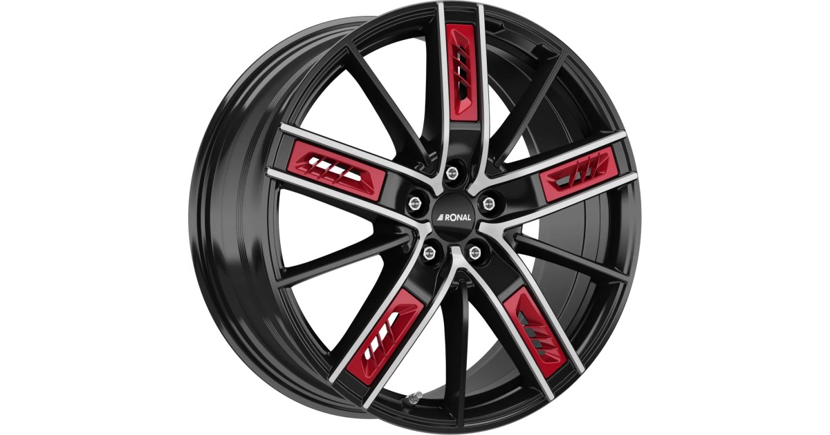 Jante ALU, Ronal R67  Red Left Jetblack , Front Polish 8X18 5/ 112 ET40, Alésage 76