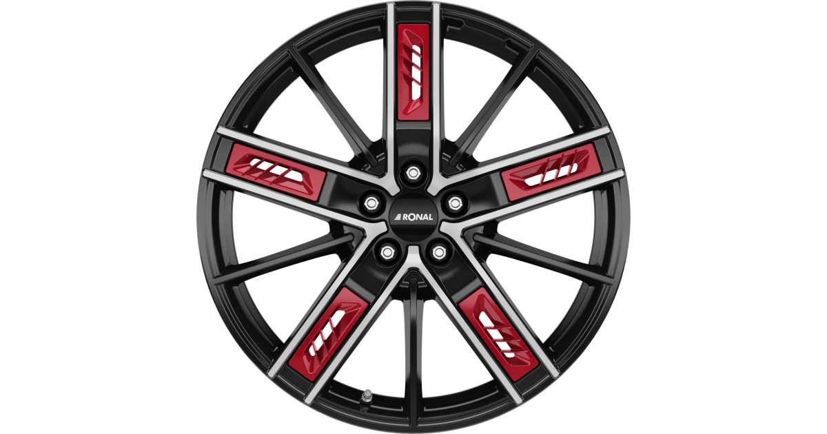Jante ALU, Ronal R67  Red Left Jetblack , Front Polish 8X18 5/ 112 ET40, Alésage 76