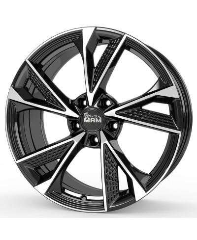 Jante ALU, MAM RS6 BLACK FRONT POLISH 8x18 5/ 112 ET45, Alésage 66.6