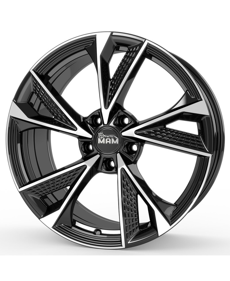 Jante ALU, MAM RS6 BLACK FRONT POLISH 8x18 5/ 112 ET45, Alésage 66.6