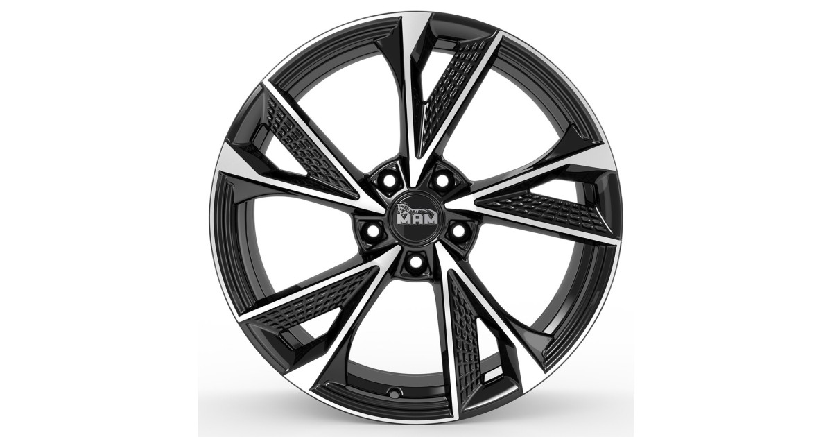 Jante ALU, MAM RS6 BLACK FRONT POLISH 8x18 5/ 112 ET45, Alésage 66.6
