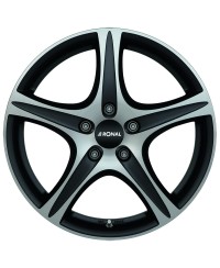 Jante ALU, Ronal R56 Noir mat , Face polie 7.5X19 5/ 108 ET45, Alésage 76