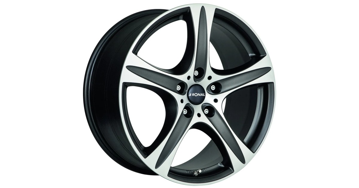 Jante ALU, Ronal R55 SUV Noit mat , Face polie 8.5X18 5/ 112 ET45, Alésage 76