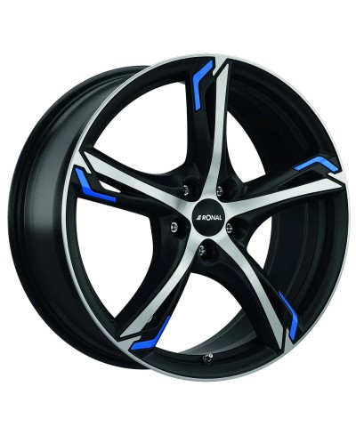 Jante ALU, Ronal R62 BLUE JETBLACK-MATT-FRONT POLISH 7.5X18 5/ 114.3 ET45 , Alésage 82