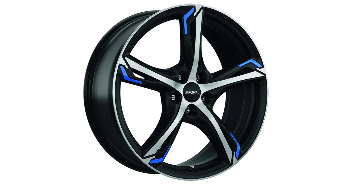 Jante ALU, Ronal R62 BLUE JETBLACK-MATT-FRONT POLISH 7.5X18 5/ 114.3 ET45 , Alésage 82