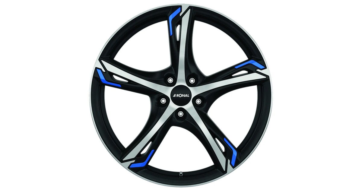 Jante ALU, Ronal R62 BLUE JETBLACK-MATT-FRONT POLISH 7.5X18 5/ 114.3 ET45 , Alésage 82