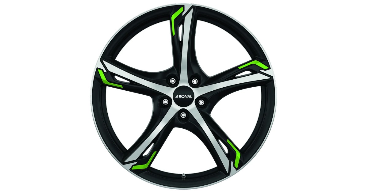 Jante ALU, Ronal R62 Green Jetblack mat-Face polie 7.5X18 5/114.3 ET45 , Alésage 82