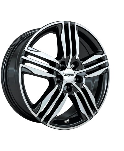 Jante ALU, Ronal R57 Noir brillant-Face polie 7.5X17 5/ 120 ET45, Alésage 65.1