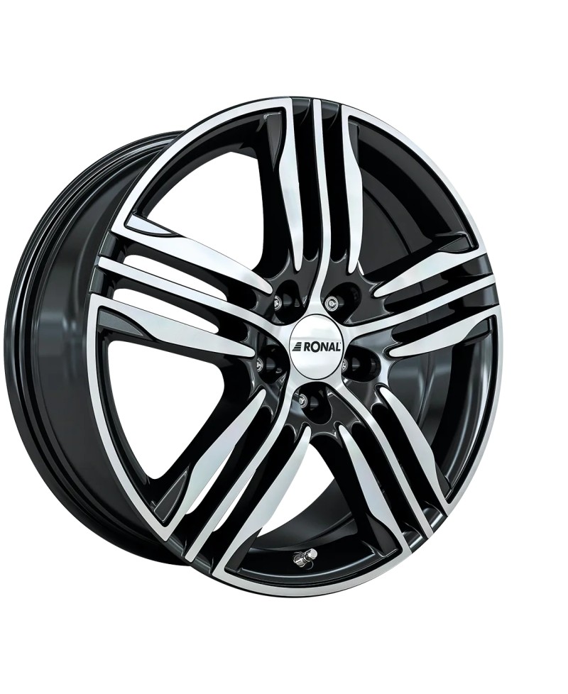 Jante ALU, Ronal R57 Noir brillant-Face polie 7.5X17 5/ 120 ET45, Alésage 65.1