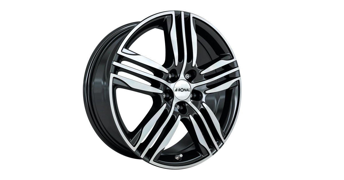 Jante ALU, Ronal R57 Noir brillant-Face polie 7.5X17 5/ 120 ET45, Alésage 65.1