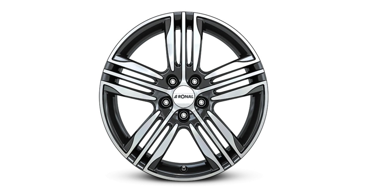 Jante ALU, Ronal R57 Noir brillant-Face polie 7.5X17 5/ 120 ET45, Alésage 65.1