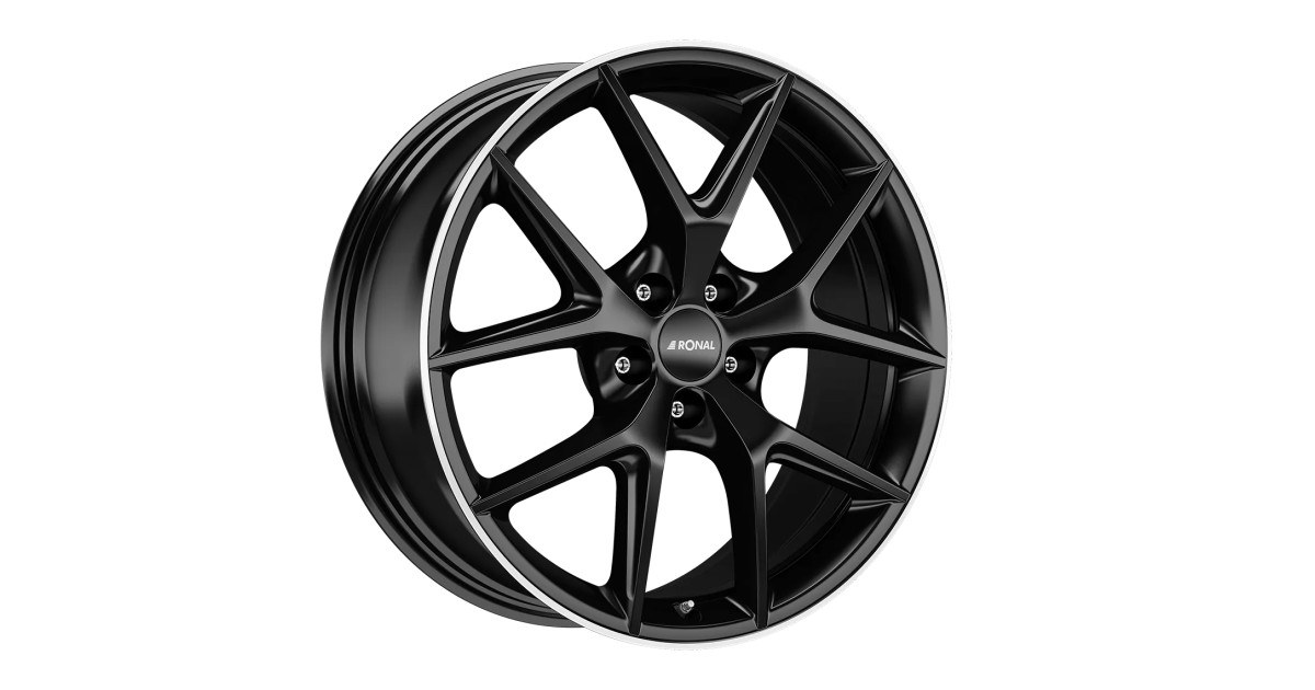 Jante ALU, Ronal R75 Jetblack matt-Bord poli 8X19 5/ 112 ET45.1, Alésage 66.6