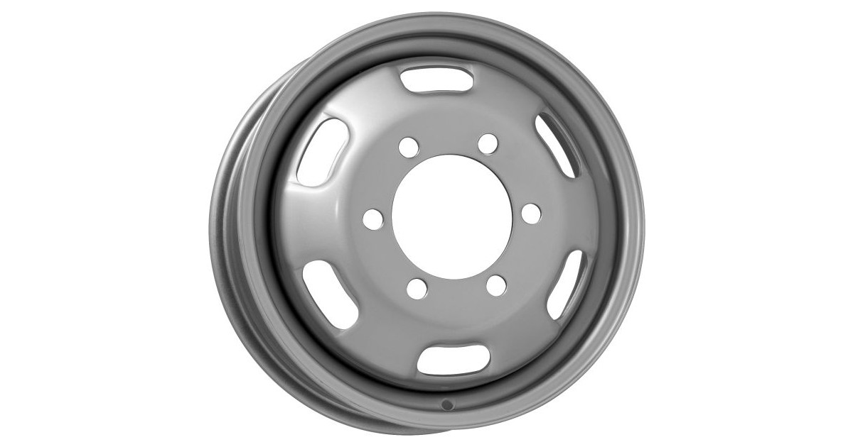 Jante Tole/Acier, ALCAR , No 6023 ,  5,5X16 6/ 170 ET107, Alésage 130 , COULEUR ARGENT , (IVÉCO DAILY)