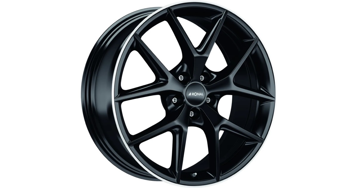 Jante ALU, Ronal R75 Jetblack Matt-Bord poli 8.5X20 5/ 112 ET35, Alésage 66.6