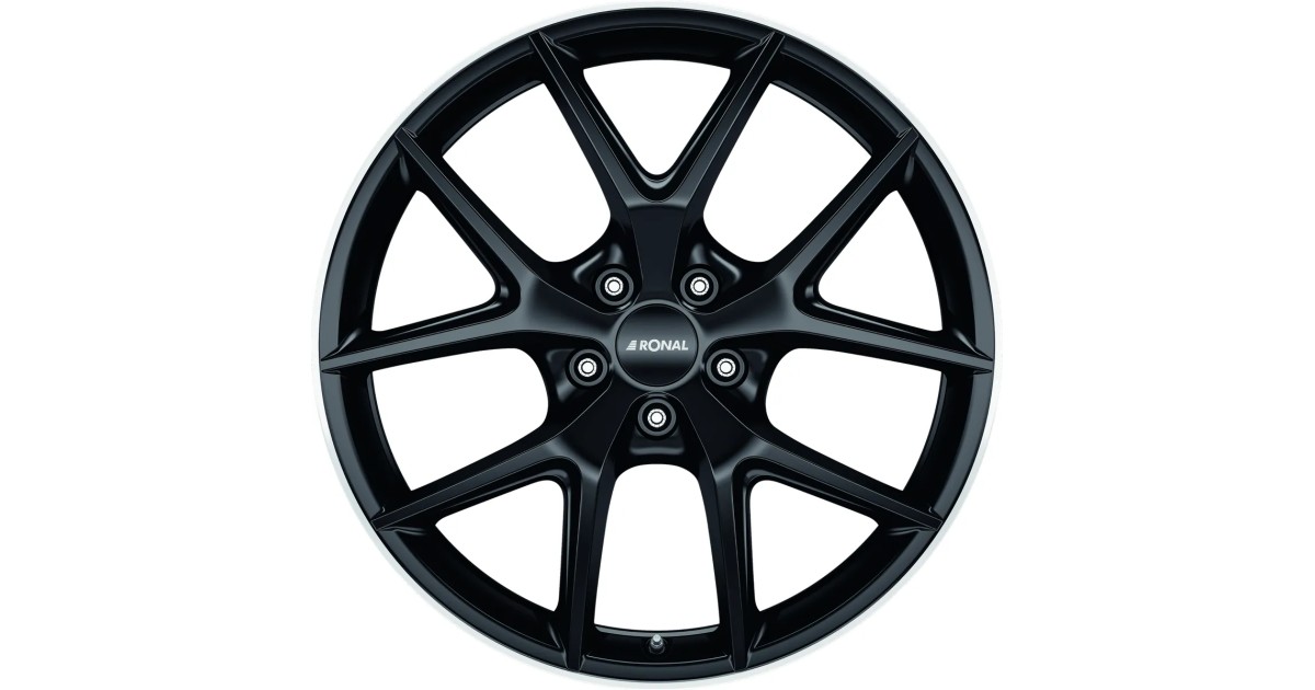 Jante ALU, Ronal R75 Jetblack Matt-Bord poli 8.5X20 5/ 112 ET40, Alésage 66.6