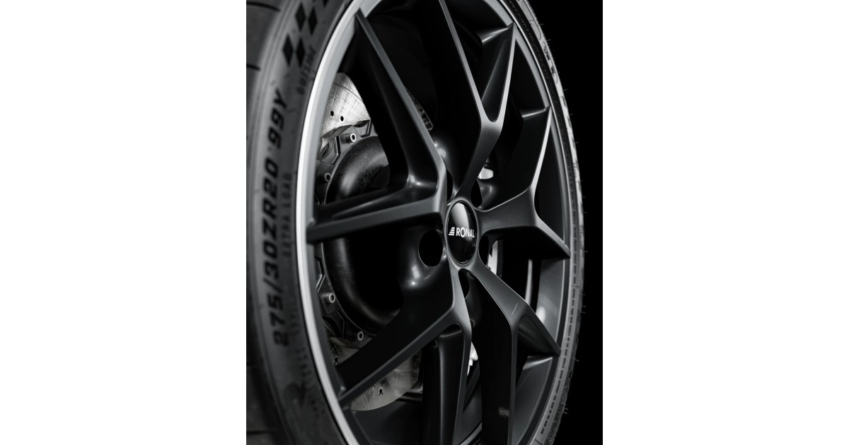 Jante ALU, Ronal R75 Jetblack Matt-Bord poli 8.5X20 5/ 112 ET40, Alésage 66.6